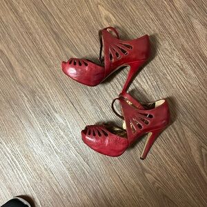 VERY NICE! JESSICA SIMPSON SIZE 6.5 B LEATHER ANKLE STRAP HIGH HEEL SHOES! 🌺